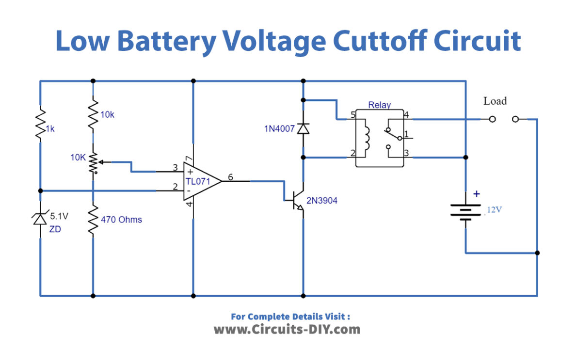 Low-Battery-Voltage-Cutoff-Circuit-Diagram-Schematic