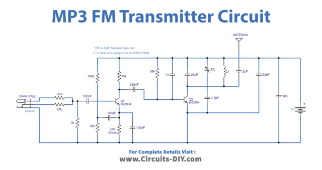 MP3 FM Transmitter using 2N3904 Transistor