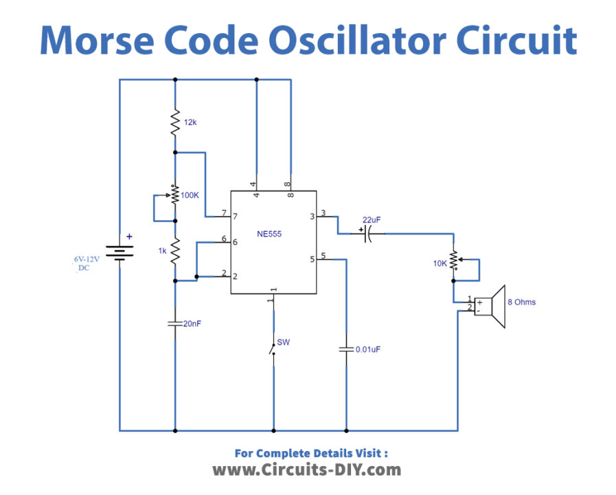 morse-code-practice-oscillator-using-555-Circuit-Diagram-Schematic