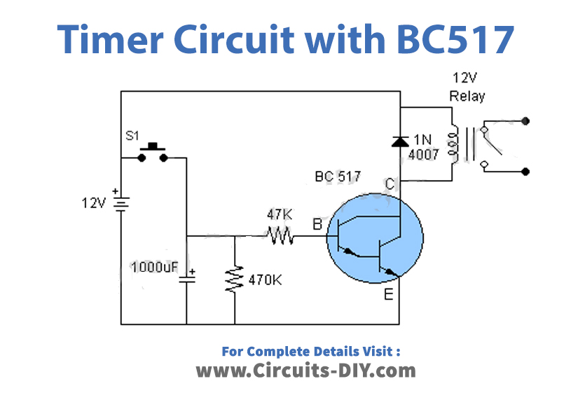 timer-circuit-using-bc517-darlington-pair