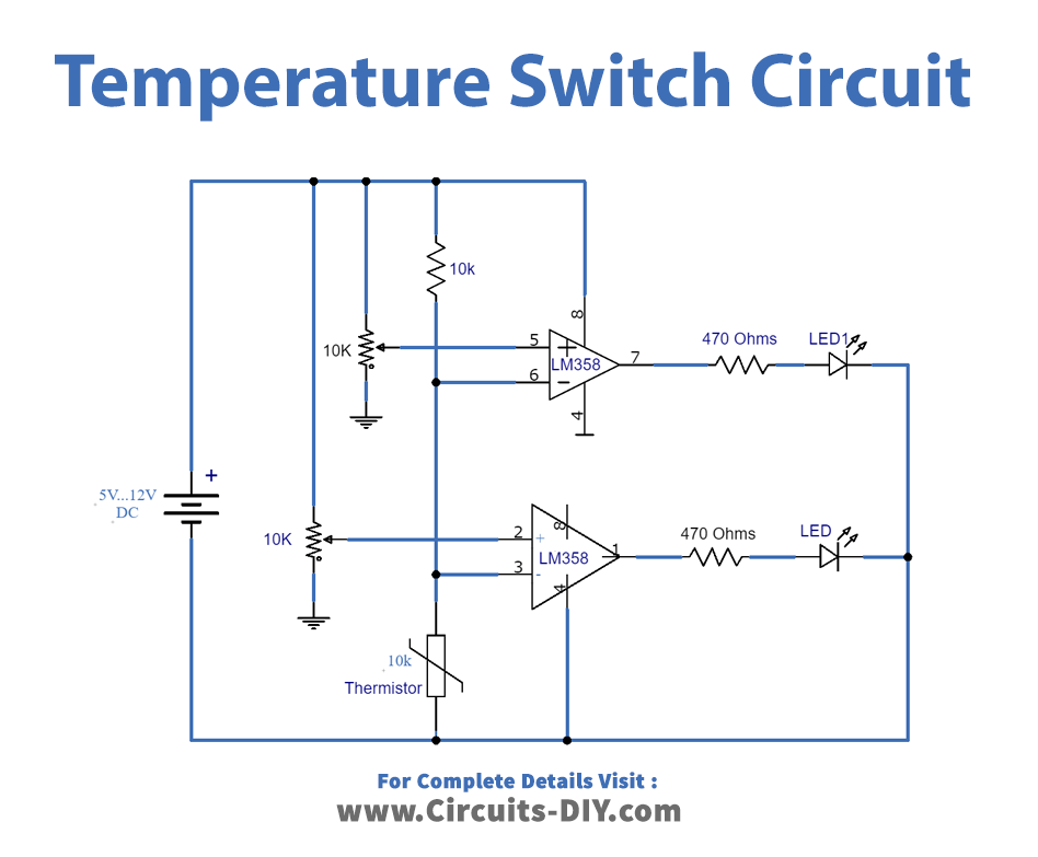 Two-level Temperature Switch Circuit with LM358