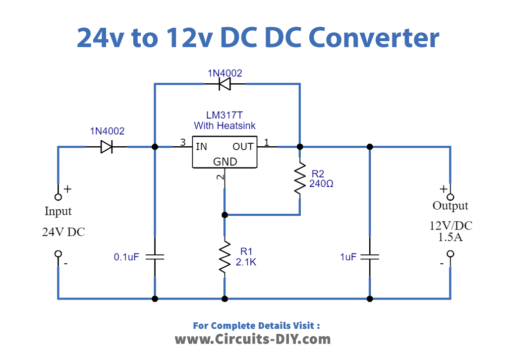 Top Three 24V to 12V DC to DC Converter Circuits