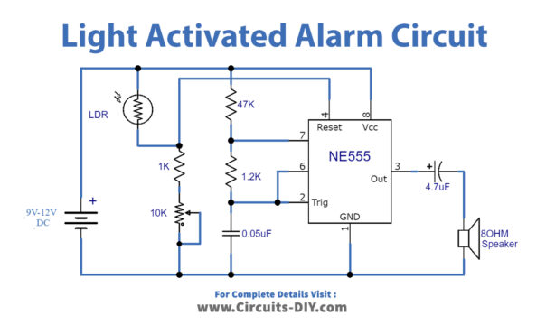 Light Activated Alarm Using 555 Timer Ic