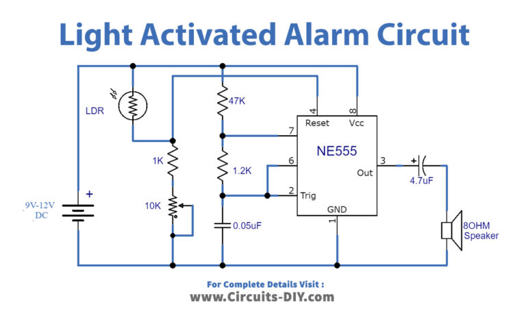 Light Activated Alarm Using 555 Timer IC