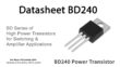 BD240 PNP Power Transistor - Datasheet