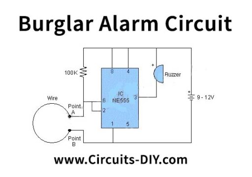 Wire Break Or Burglar Alarm Using 555