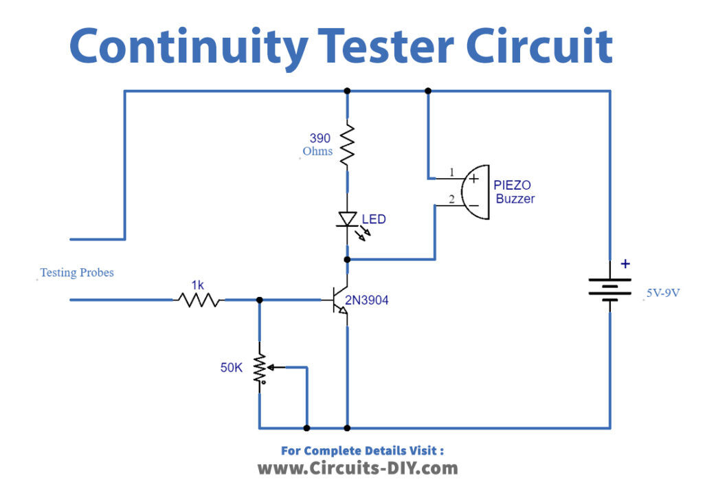 how to make simple continuity tester with 9v battery