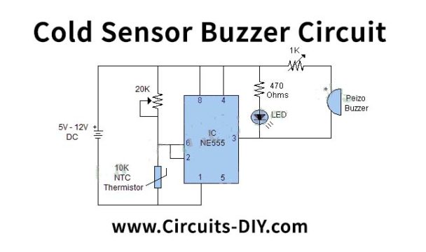 Cold Sensor Alarm Switch Using 555 IC