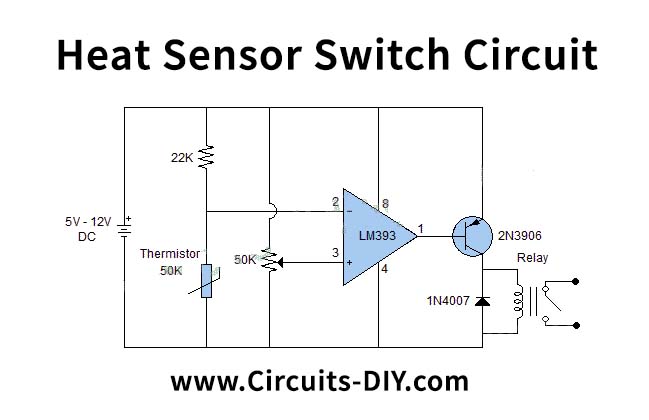 Heat Sensor Switch Using LM393N Voltage Comparator IC