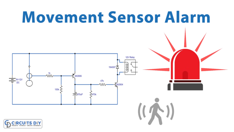 Movement Sensor Alarm Using 555 IC