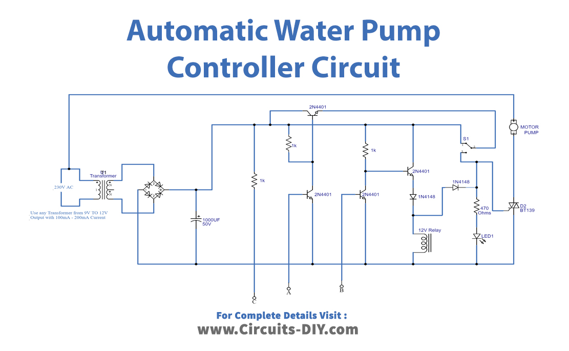 Automatic-Water-Pump-Controller-Circuit-Diagram-Schematic