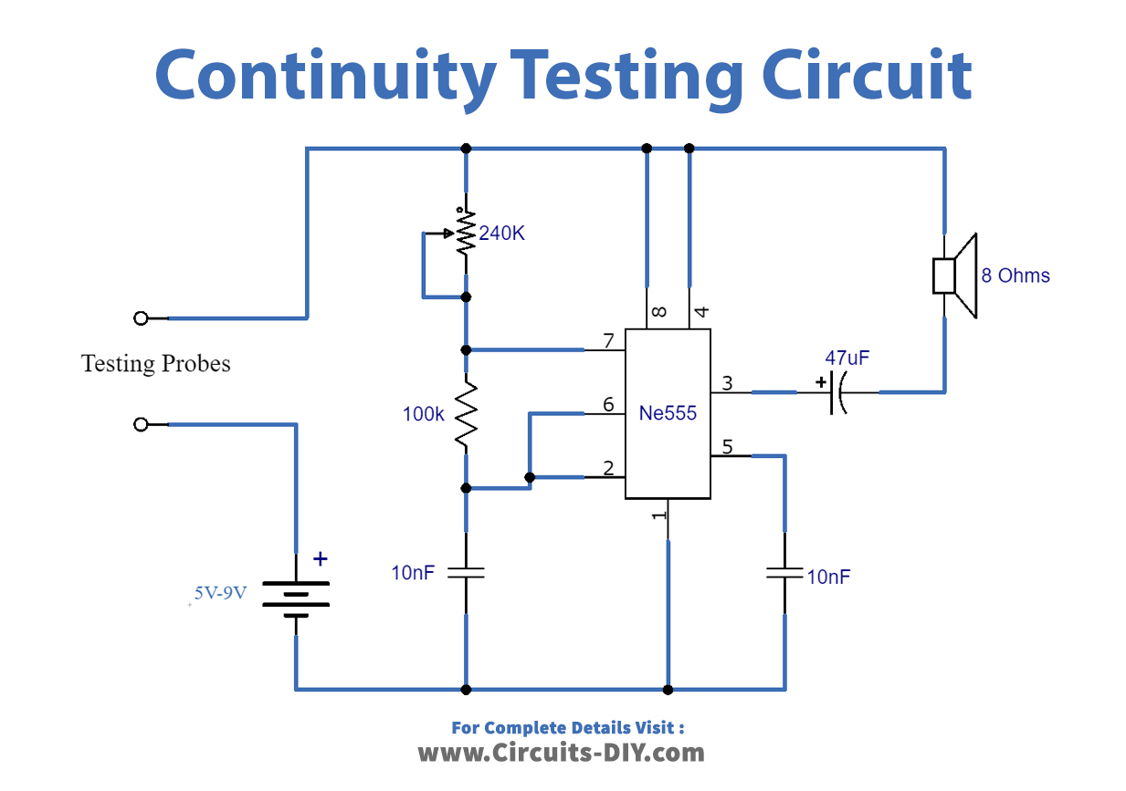 Continuity Tester Using 555 Timer Ic