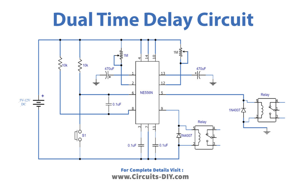 dual-time-delay-relays-using-556-timer-Circuit-Diagram-Schematic