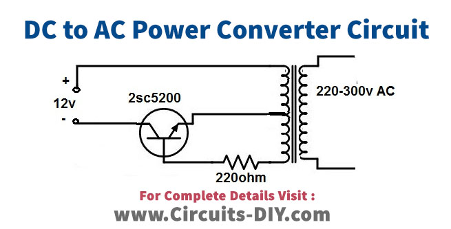 Dc To Ac Power Converter Using 2sc5200 Transistor - Diy Dc To Ac Inverter Circuit Diagram