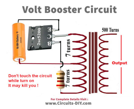 Volts Booster Circuit By Using Ferrite Core Transformer