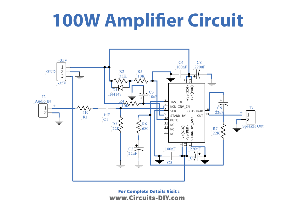 100 Watt Amplifier Circuit 9924