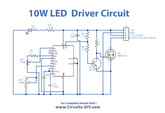 10W White LED PWM Driver Circuit