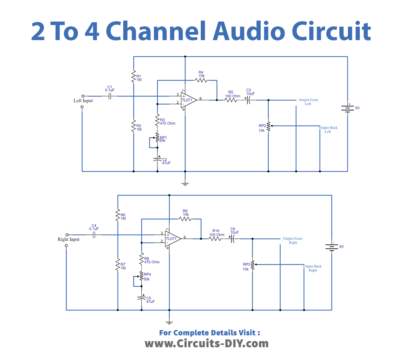 2 to 4 Channel Audio Converter using TL071