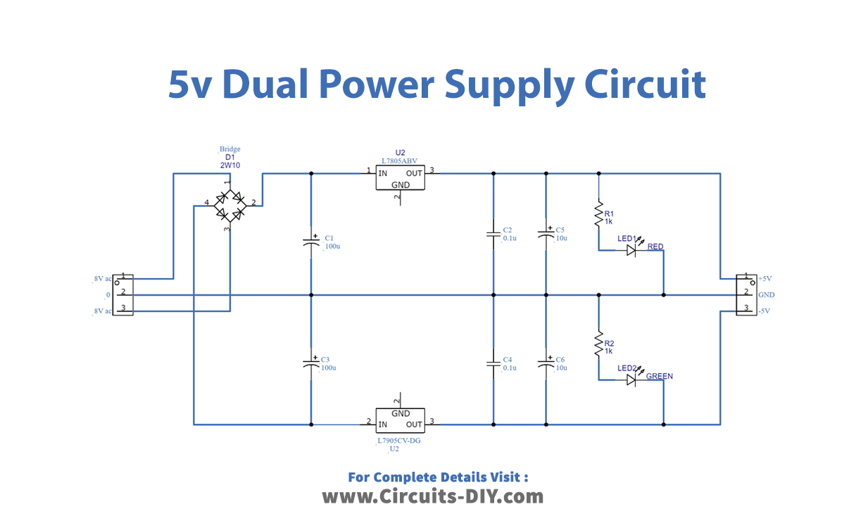 V Dual Power Supply Circuit With Pcb