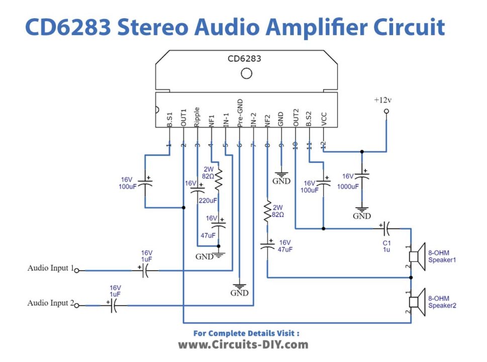 Cd6283 Stereo Audio Amplifier Circuit