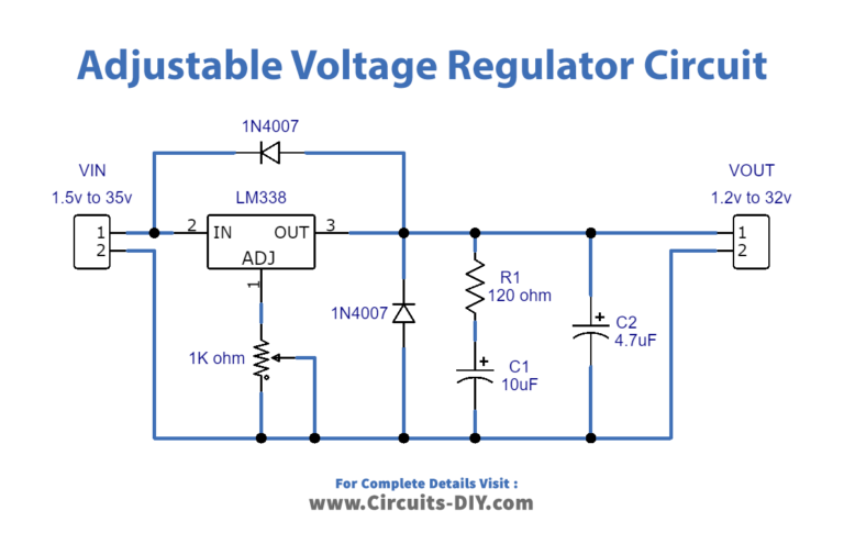 Adjustable Voltage Regulator Circuit Using LM338