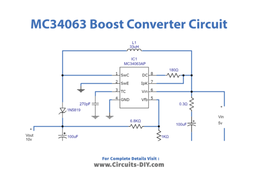 Boost Converter Circuit Using MC34063