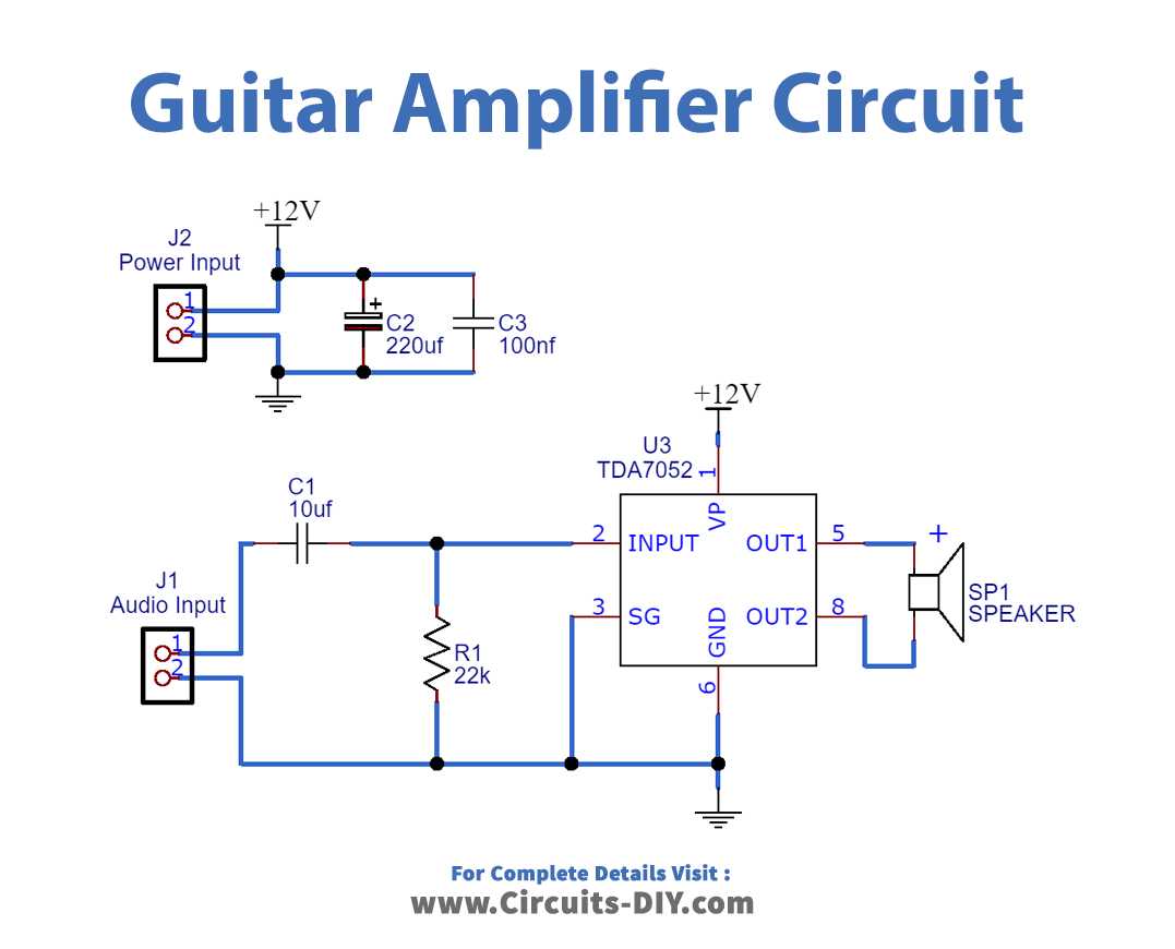 Guitar Audio Amplifier Circuit - TDA7052