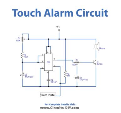 IC 555 Based Touch Alarm