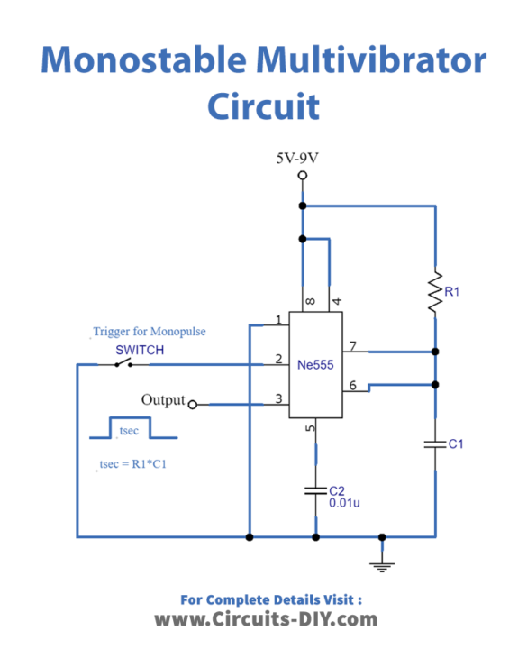 Monostable multivibrator -circuit-diagram-schematic