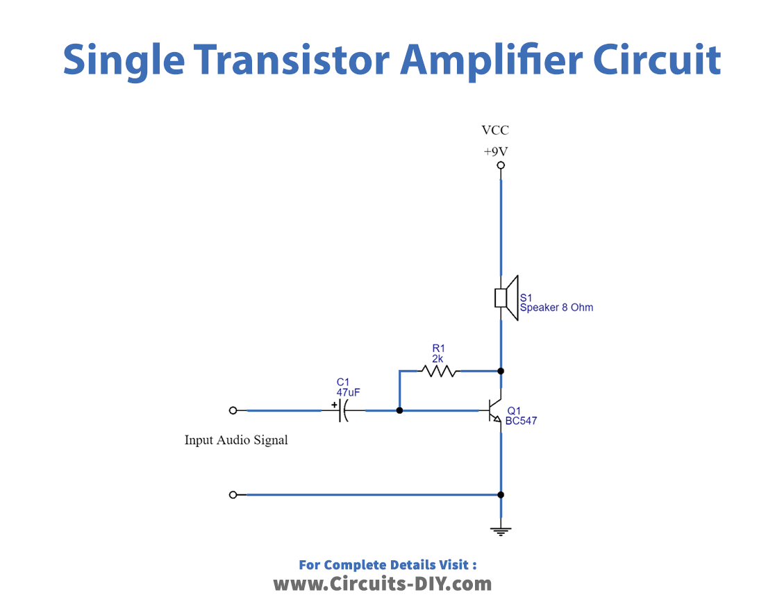 Simple Single Transistor Audio Amplifier Circuit