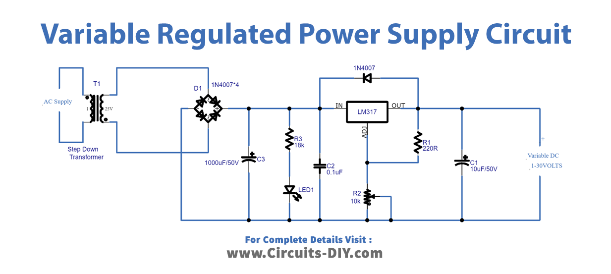 Variable Regulated Power Supply IC LM317