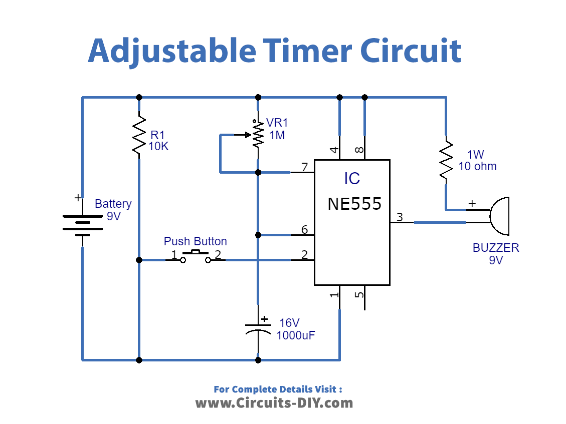 Adjustable Timer Circuit using 555