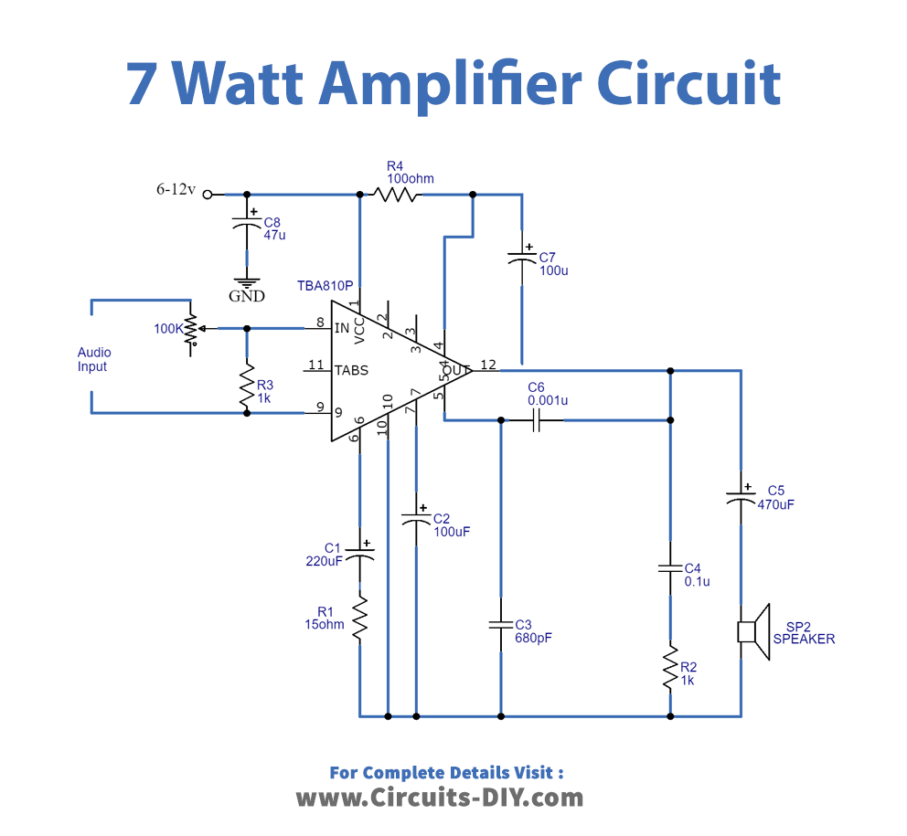 7 Watt Amplifier Circuit Diagram TBA810