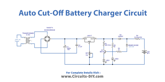 Battery Charger Circuit Diagram with Auto Cut-off