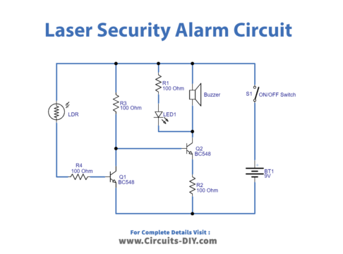 Laser Security Alarm Circuit using LDR