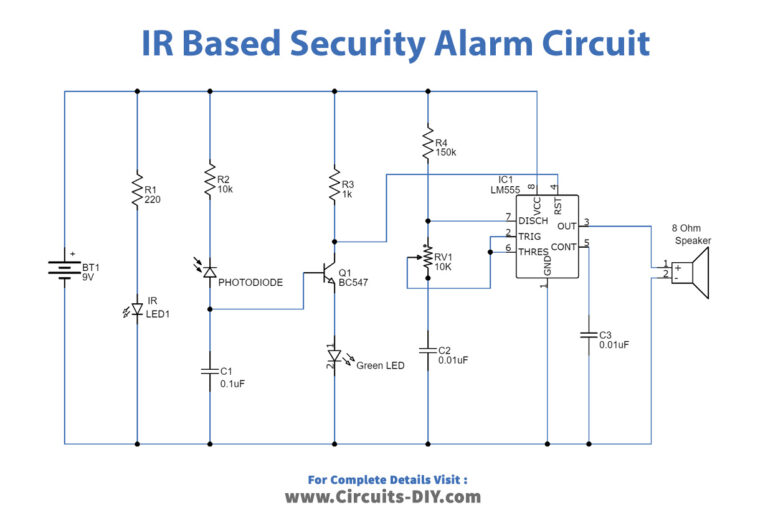 IR Based Security Alarm using 555 Timer