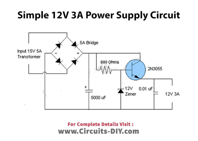 Simple 12V 3A Power Supply Circuit