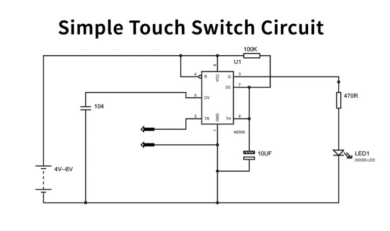 Simple Touch Switch Circuit using 555 Timer IC