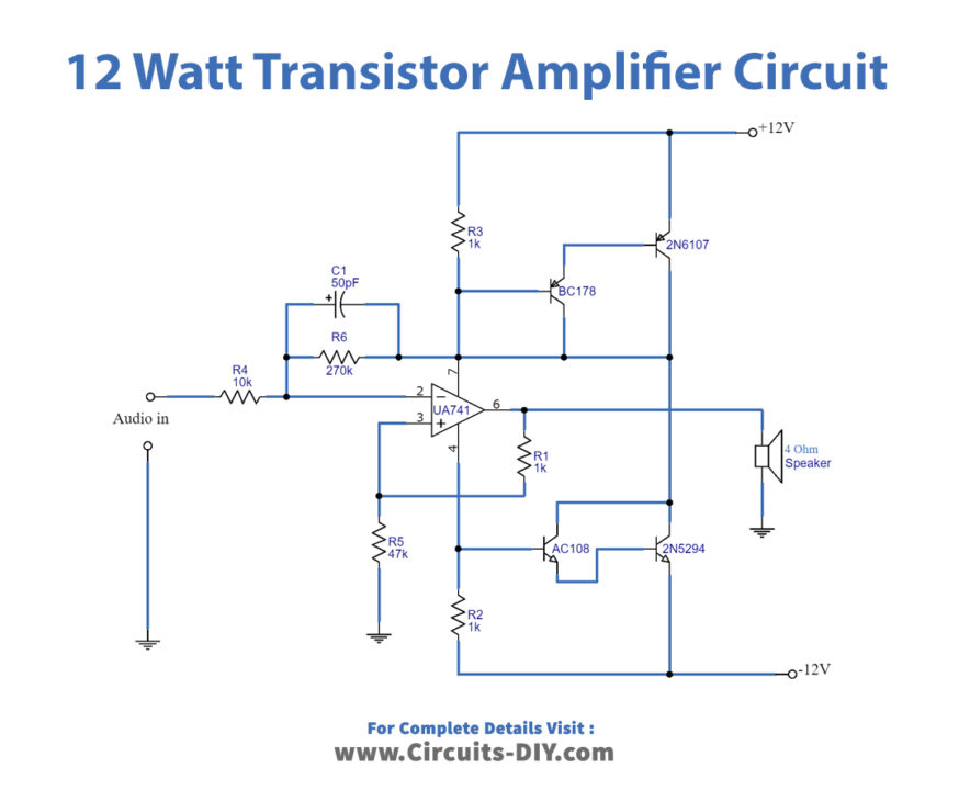 12-watt-transistor-amplifier-circuit-schematic