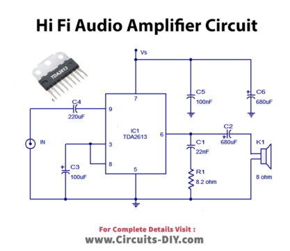 6 Watt Hi-fi Audio Amplifier Circuit Using Tda2613