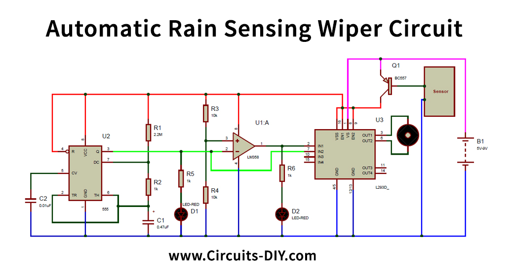 Automatic-Rain-Sensing-Wiper-Circuit