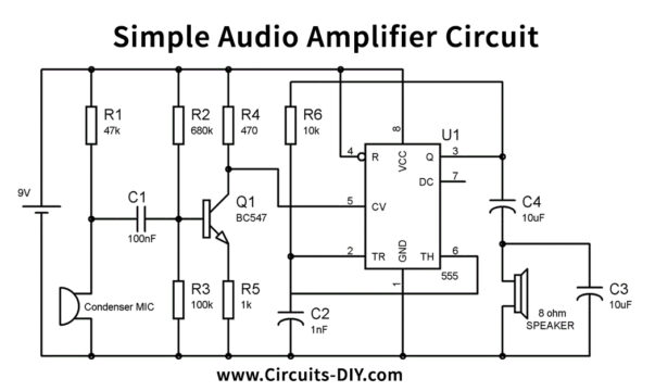 Simple Audio Amplifier using 555 Timer IC