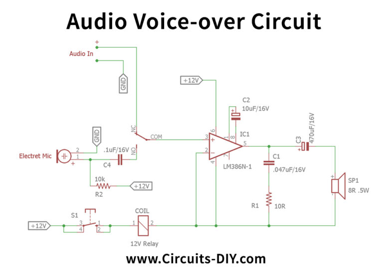 Audio Voice-over circuit using LM386