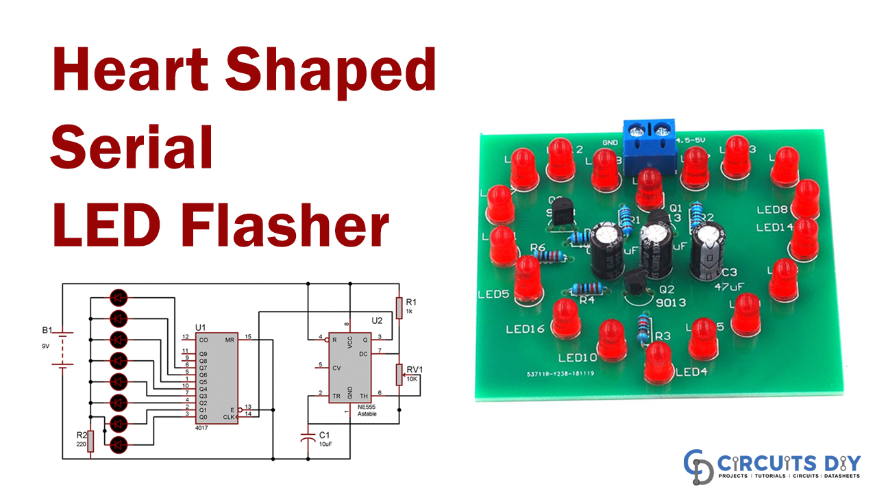 LED Simple Heart Flash Light Simple Flash Circuit Production Board DIY Kit 