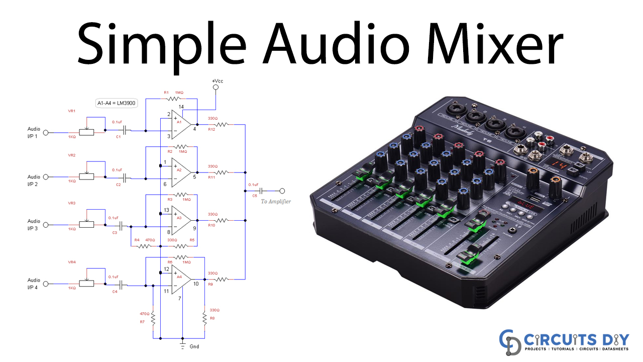 Audio Mixer Circuit using LM3900