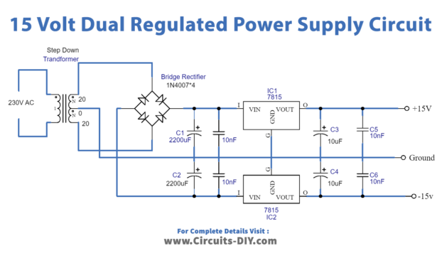 15V Dual Power Supply Regulated