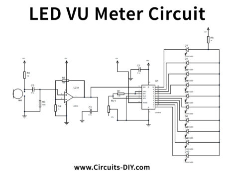 LED VU Meter using LM3914 and LM358