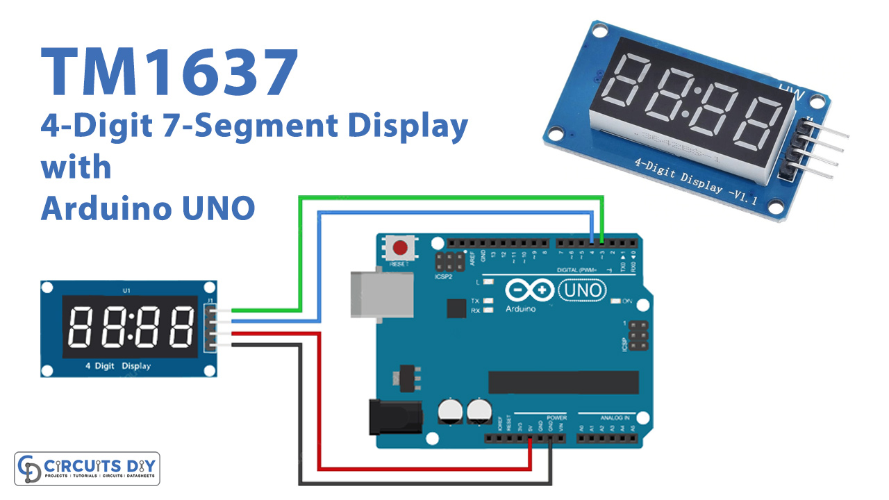 Tm1637 4 Digit 7 Segment Display With Arduino Uno Tutorial Wiring Images 2887