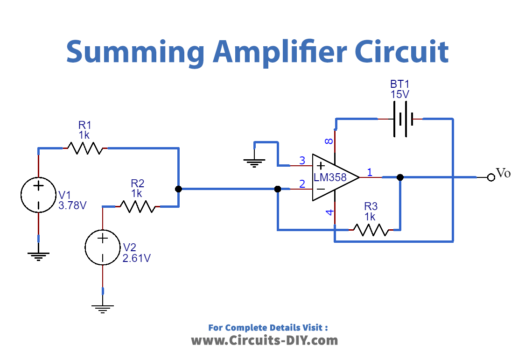 Summing Amplifier Or Op Amp Adder Circuit Lm358 3261