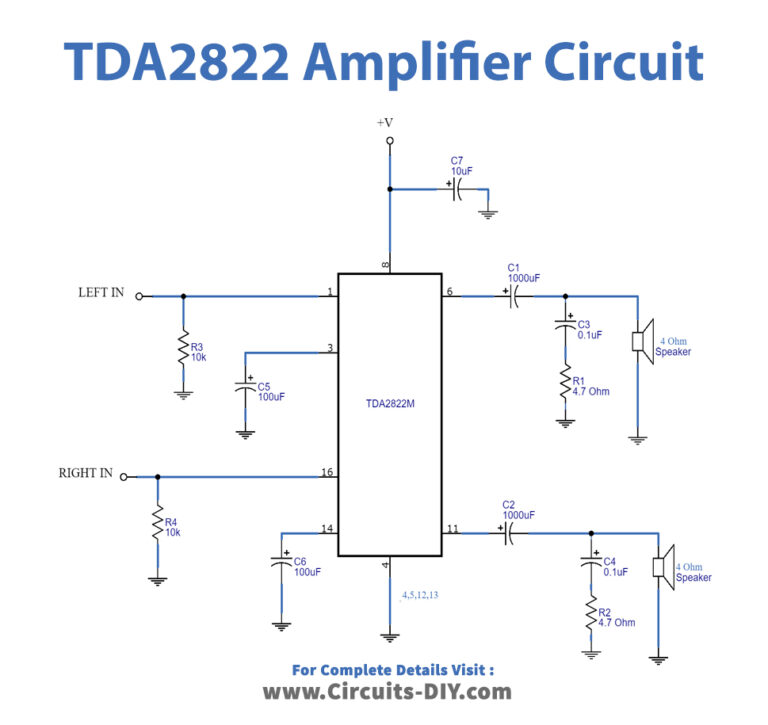 TDA2822 Power Amplifier Circuit